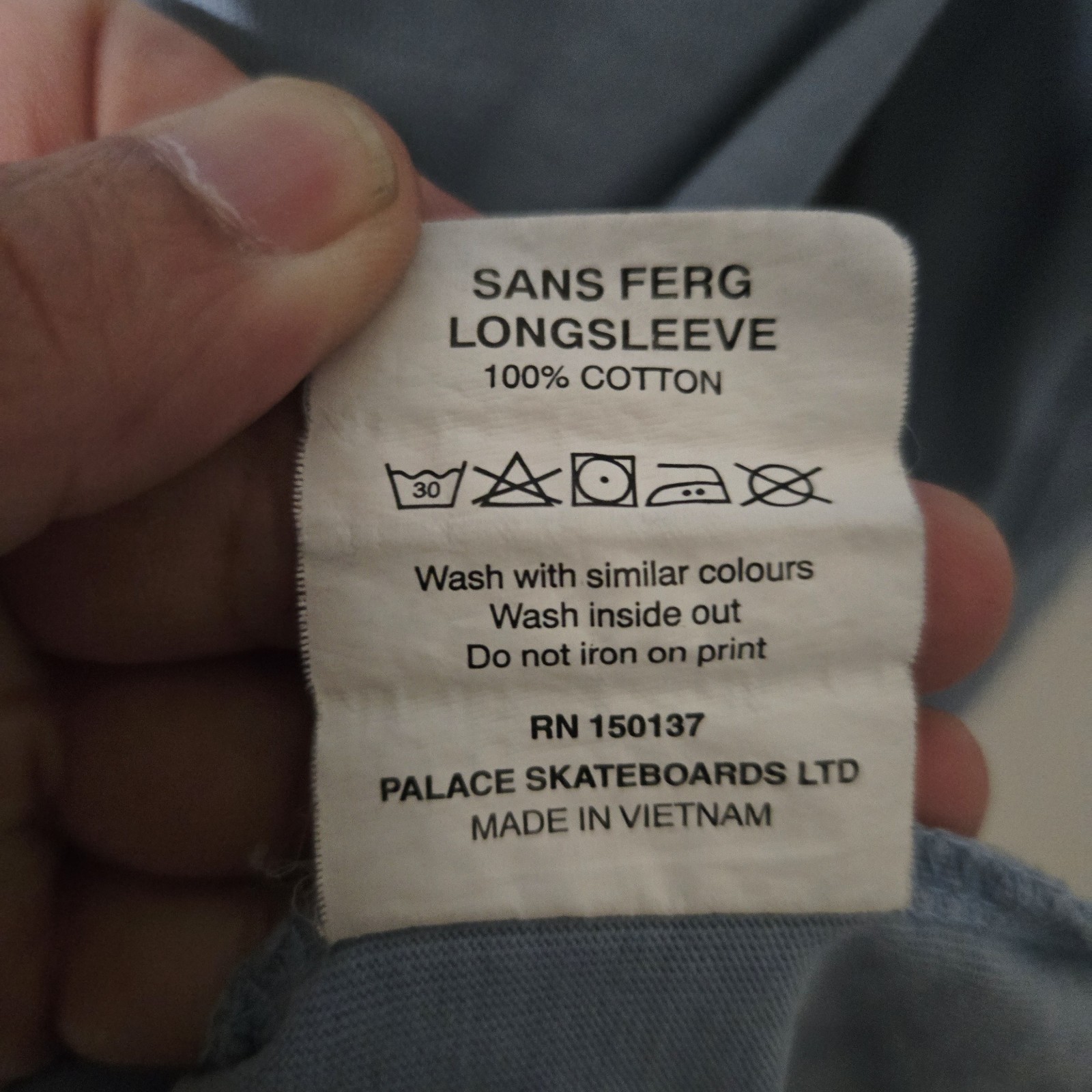 Palace “Sans Ferg” Long Sleeve Tee– Blue Size M