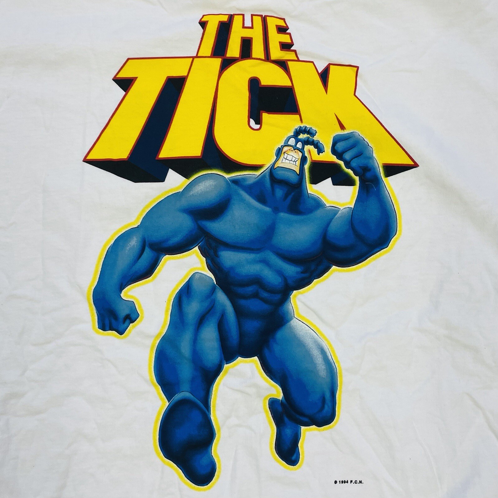 Vintage 1994 The Tick Fox Interactive XL Double Sided White Promo T-Shirt