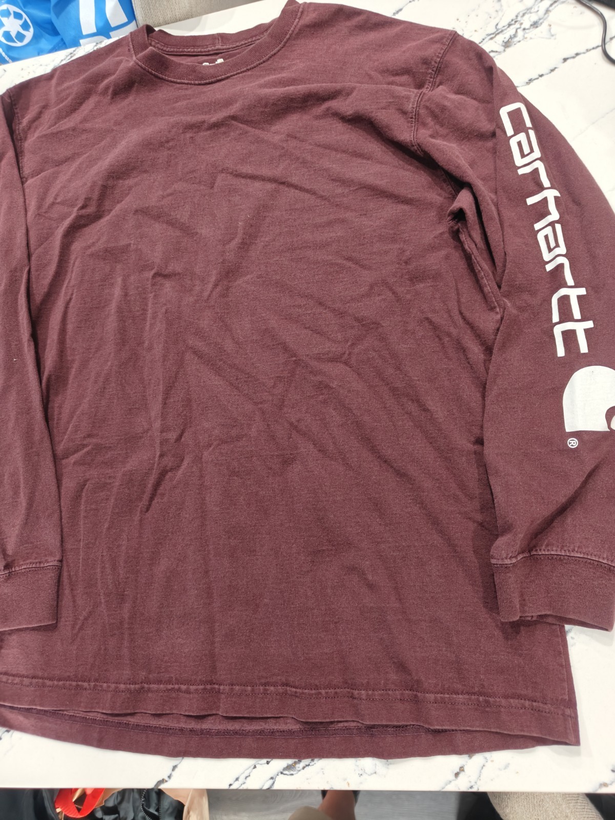 Carhartt Long Sleeve Pullover T-Shirt Mens Size Large Red Burgundy
