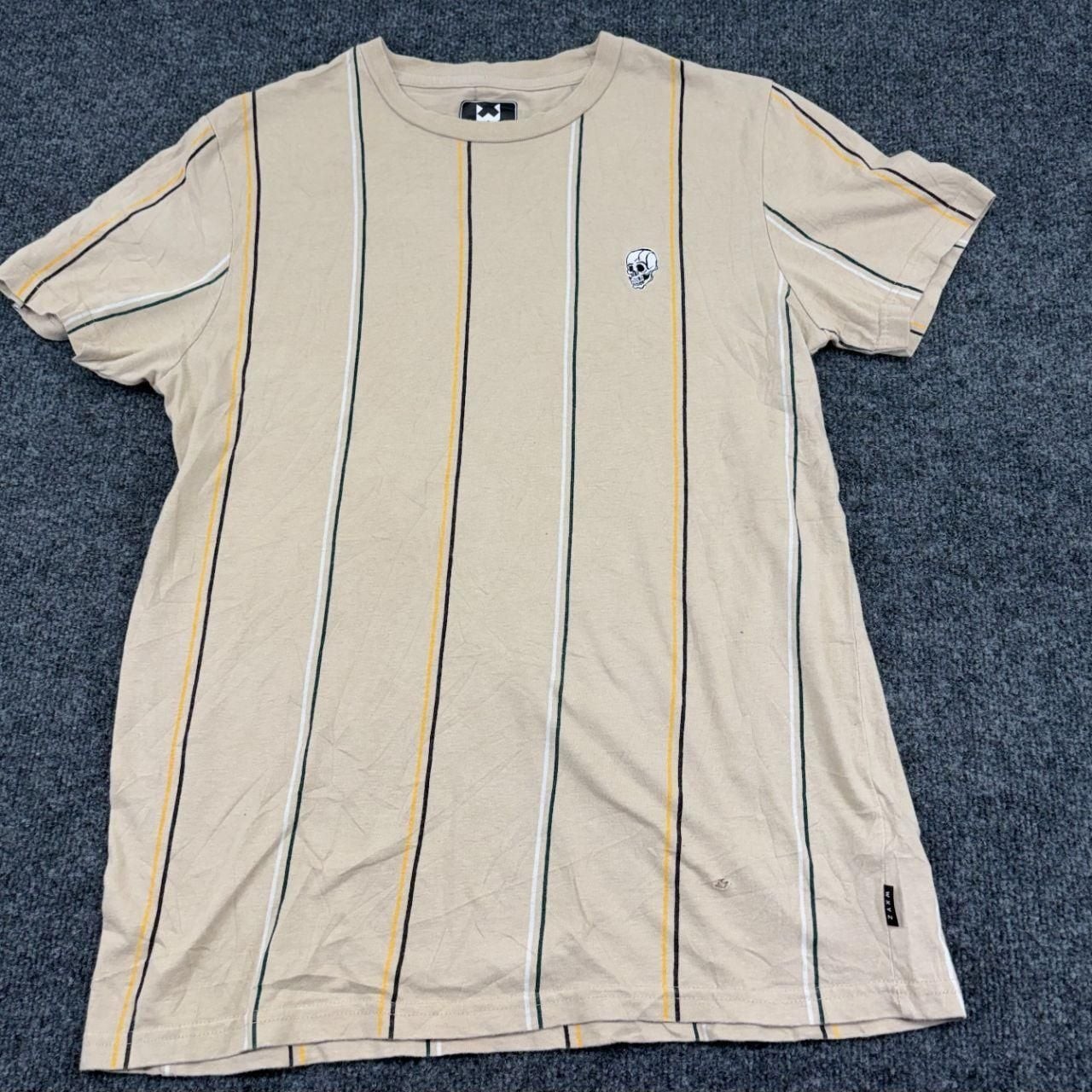 WXYZ Striped Skull Logo Embroidered T-Shirt