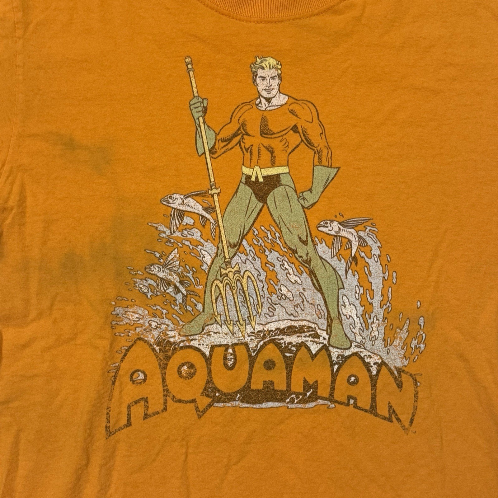 Vintage Aquaman DC Comics Originals Orange Adult Medium Graphic T-Shirt, Y2K