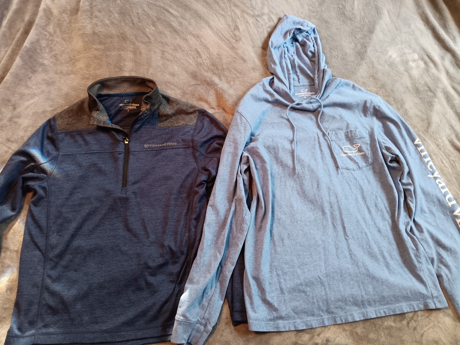 Vineyard Vines Lot 2 shirt Hoodie Long Sleeve Performance Pull Over 1/4 Zip Sz S