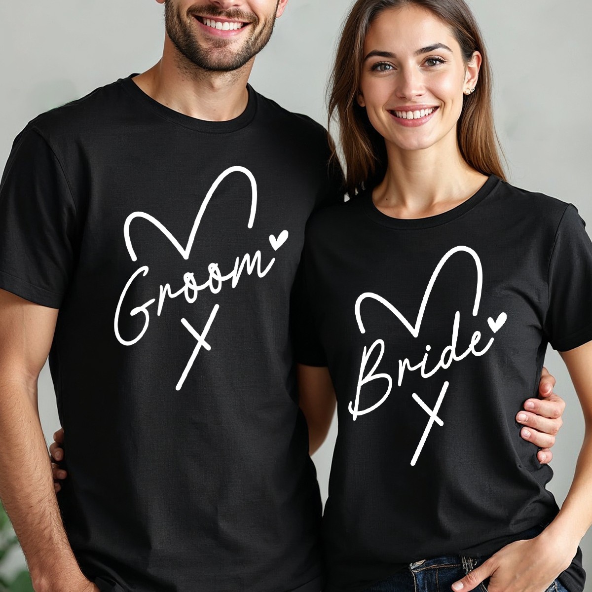 Matching Bride & Groom Cotton Tshirts Wedding Anniversary Gift Couple