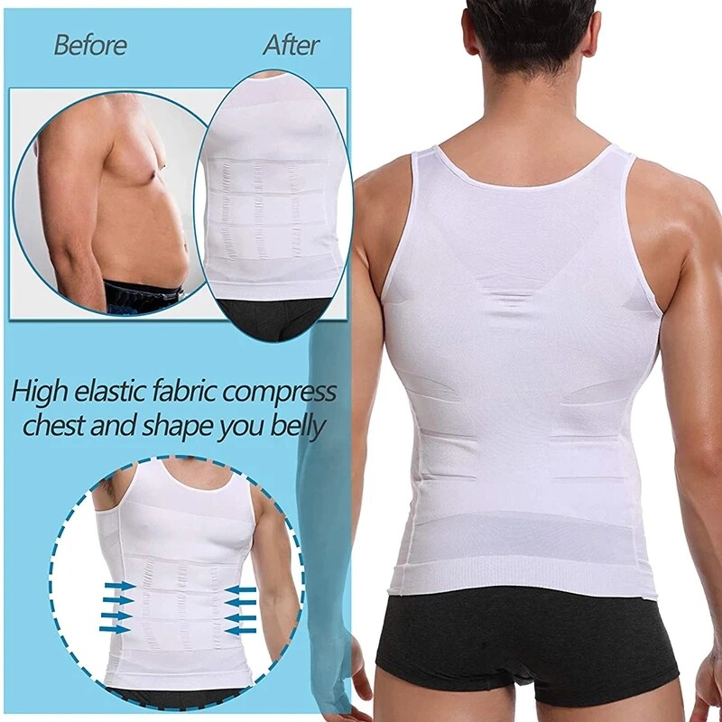 Men Top Slimming Shirt Body Shaper Vest Compression Corsets Undershirt Shapewear
