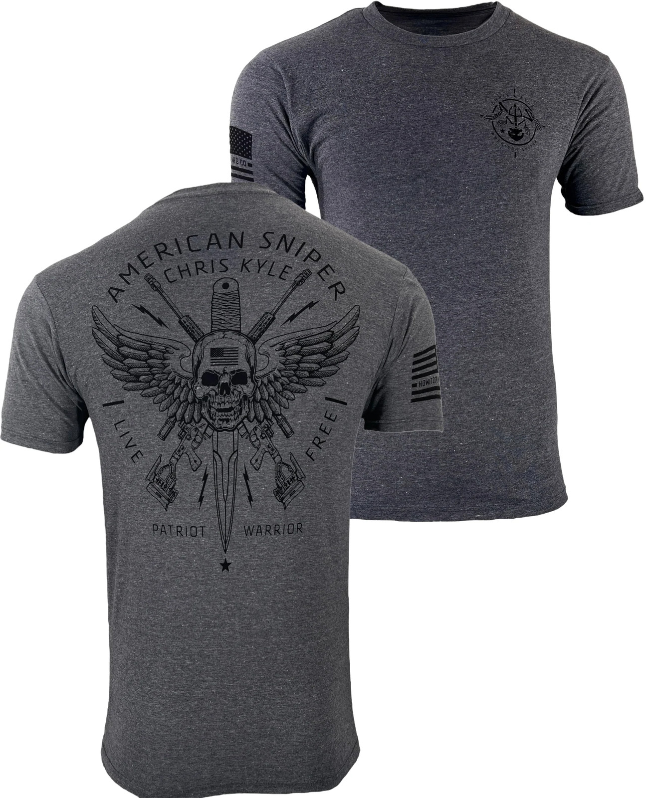 Howitzer Style Men’s T-Shirt CHRIS KYLE CIRCLE SHIELD Military Grunt MFG