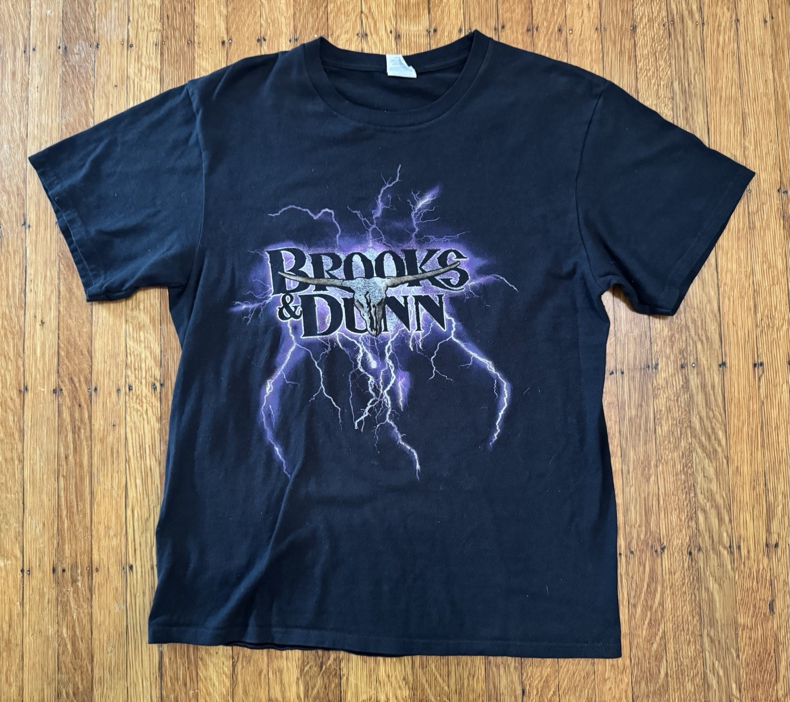 Vintage Y2K Brooks & Dunn Lightning Longhorn Skull Double Sided T Shirt M