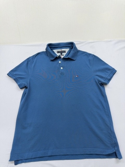 Tommy Hilfiger Polo Shirt Mens Blue Slim Fit Size L 1985