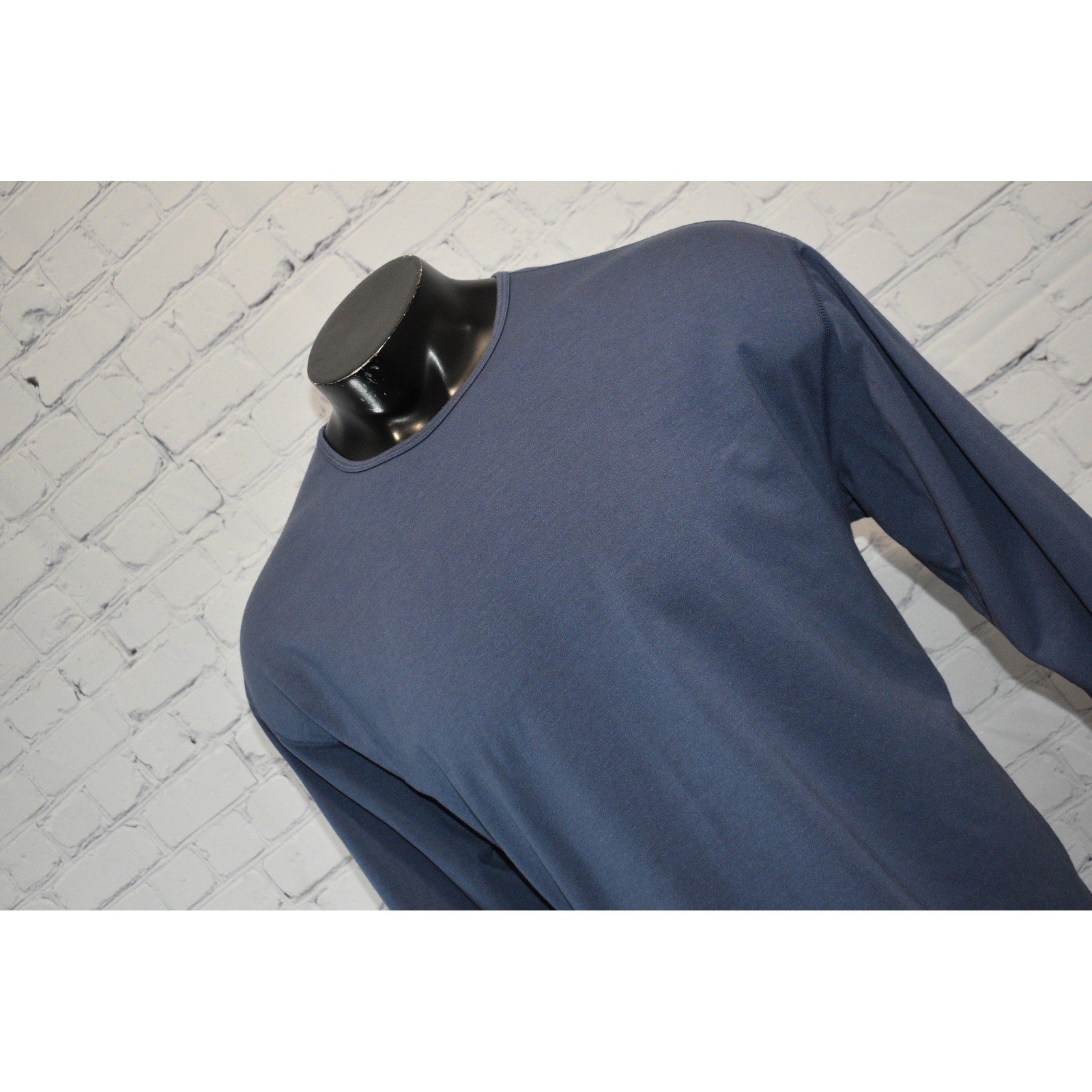 BYLT Drop Cut Mens 2XL XXL Blue Long Sleeve Crew Neck T-Shirt Polyester Spandex