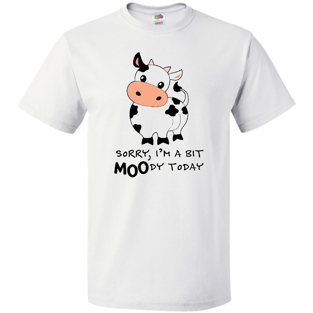 Inktastic Sorry, I’m A Bit MOOdy Today Cute Cow Pun T-Shirt Animals Fun Kids