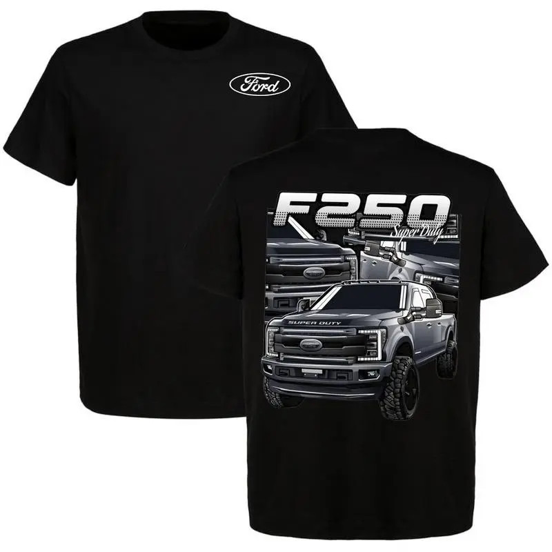 Ford F250 Super Duty Graphic 2-Sided T-Shirt Men’s Cotton Short Sleeve Car Graph
