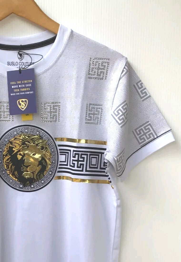 Men’s Beautiful Cotton Rhinestone T Shirt,Italian Style,Stretch S to 2XL….A12.