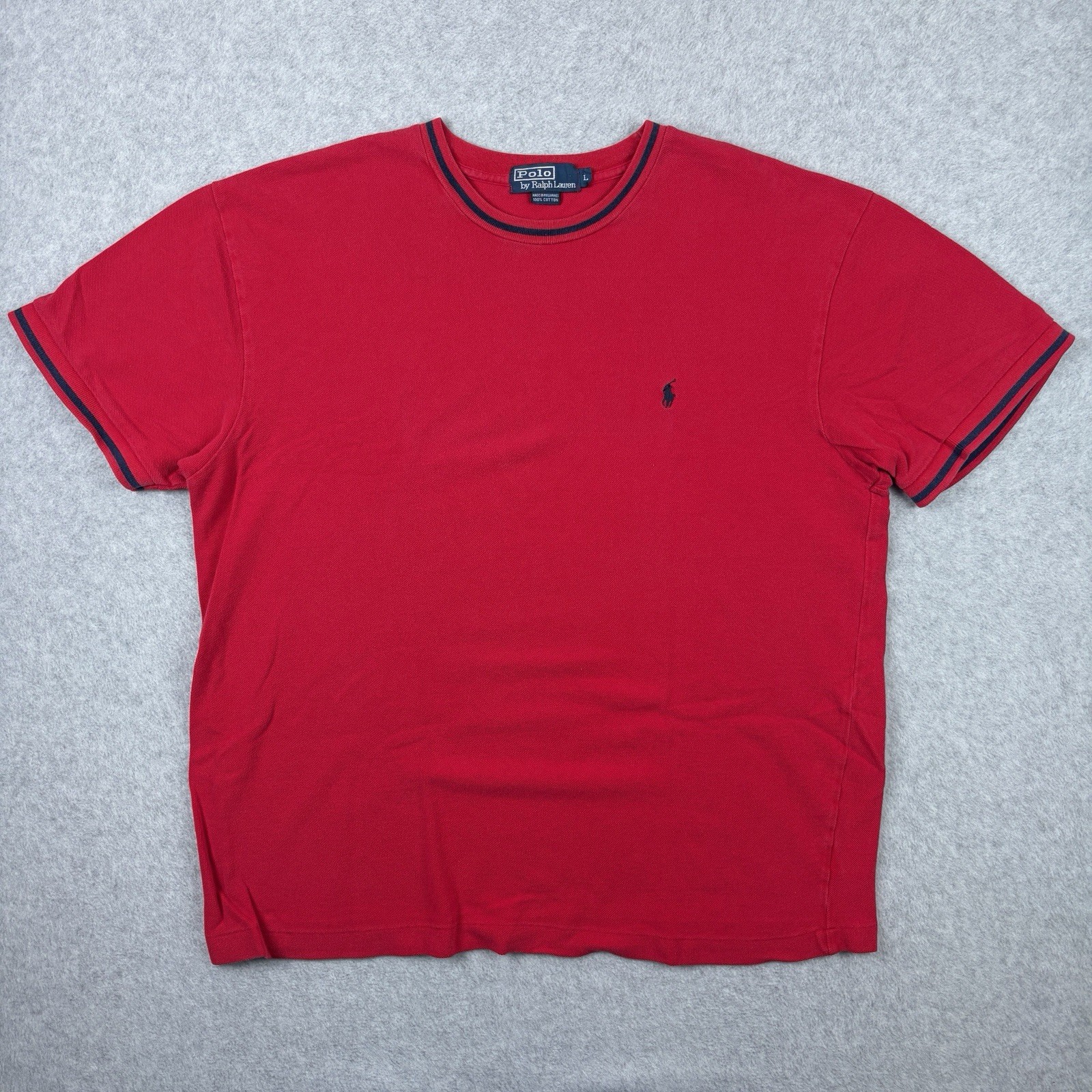 Vtg Polo Ralph Lauren T Shirt Mens Large Red Knit Mesh Short Sleeve Cotton Pony