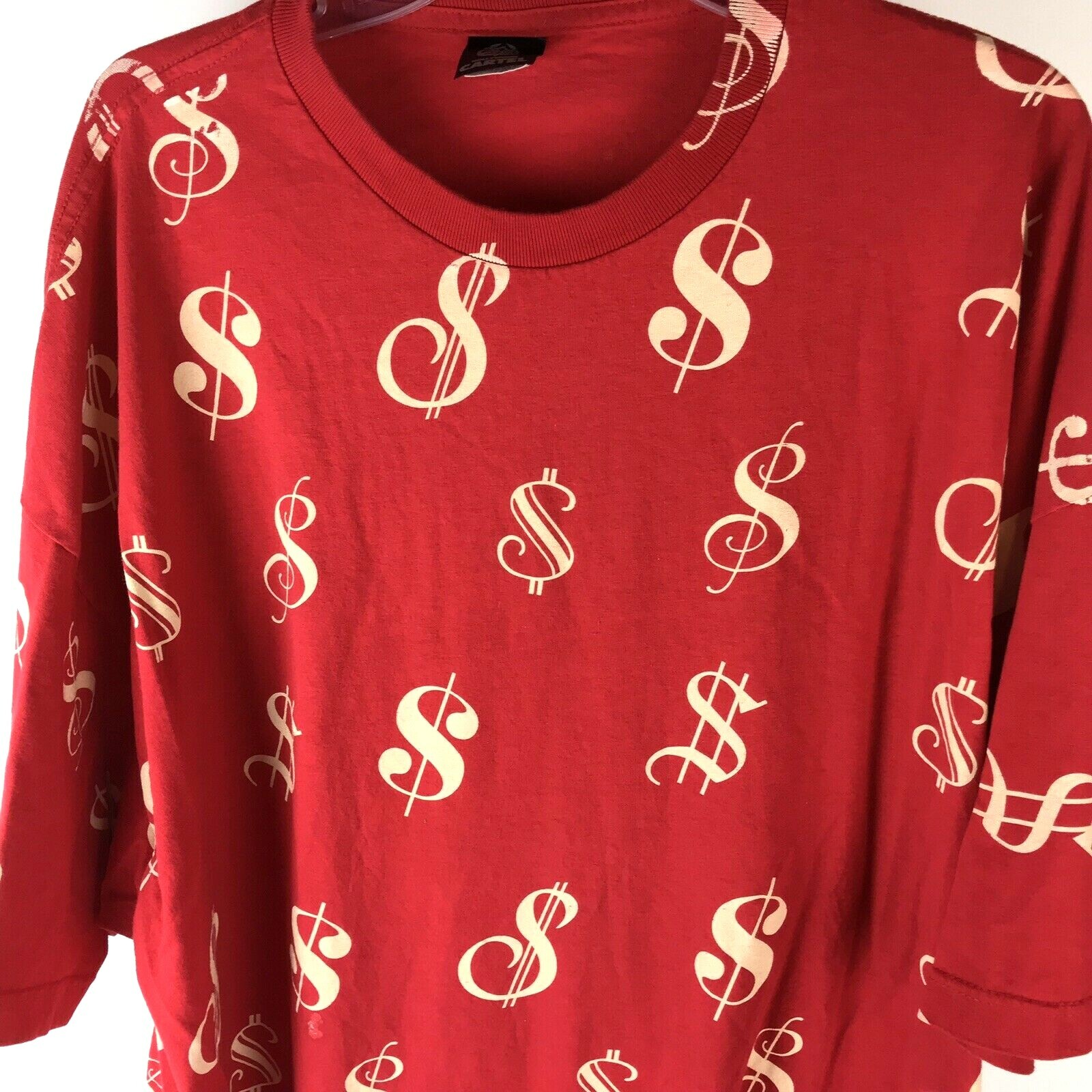 Vtg Hollywood Cartel Men’s Dollar Signs Red T-Shirt 4XL Streetwear hip-hop USA