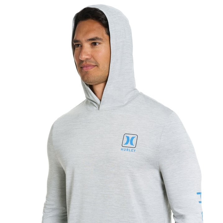 Hurley Men’s Sunny Side Hybrid Stretch Hooded UV T-Shirt Size XXL Light Grey