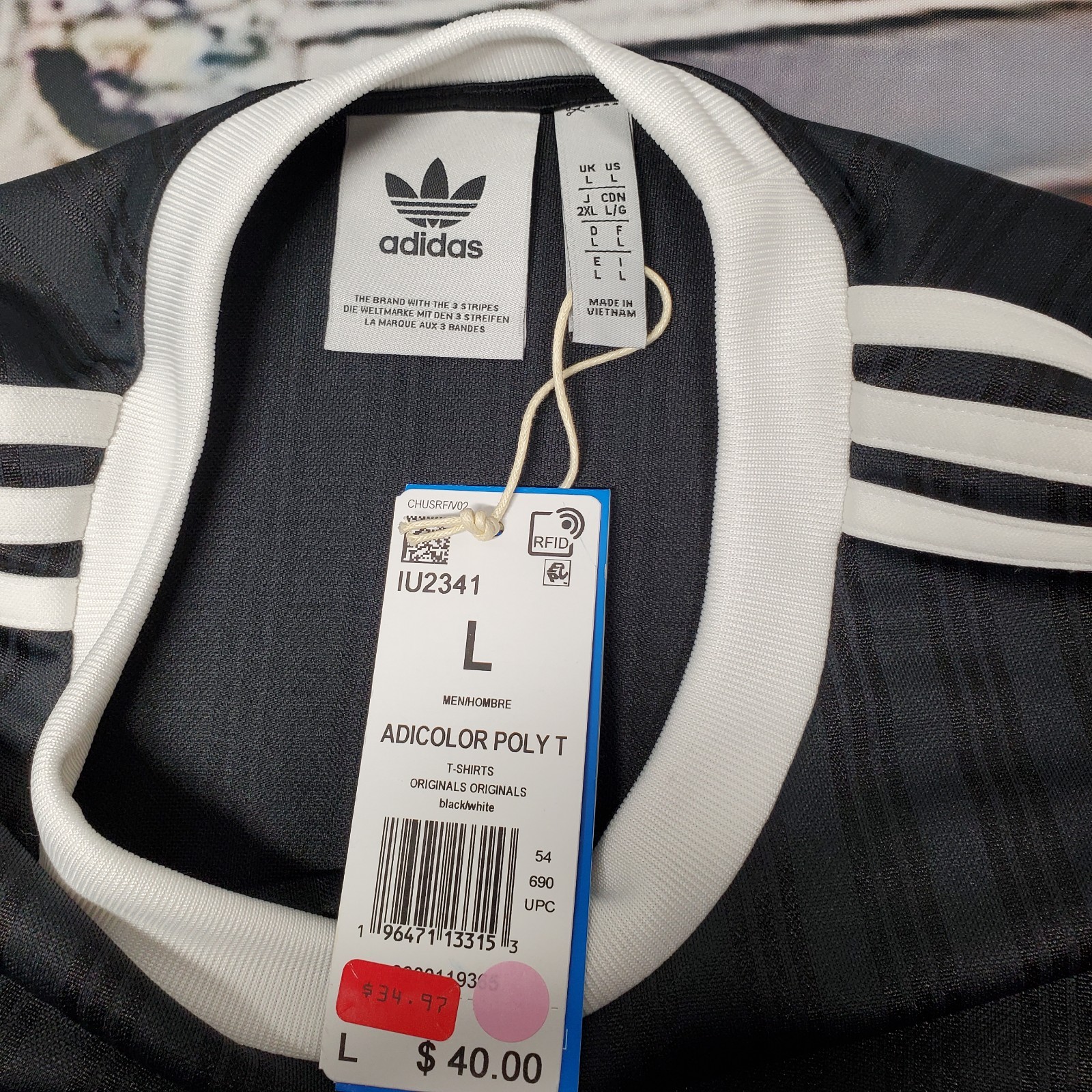NEW Adidas Trefoil Mens Size Large Striped Dazzle Soccer Style T Shirt Tee Poly