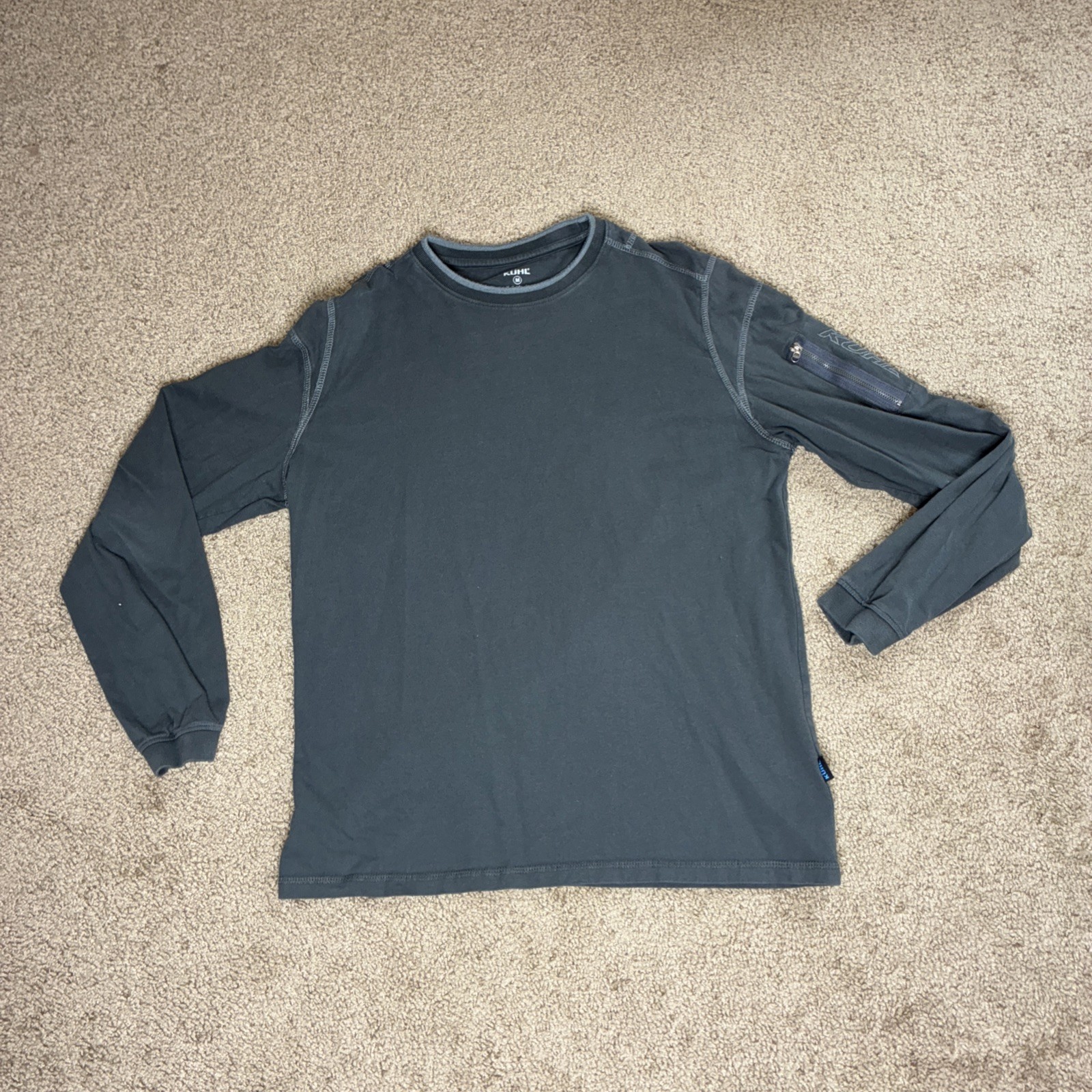 Kuhl Kommando Crew WildFibre Shirt Mens M Gray Zip Pocket Long Sleeve