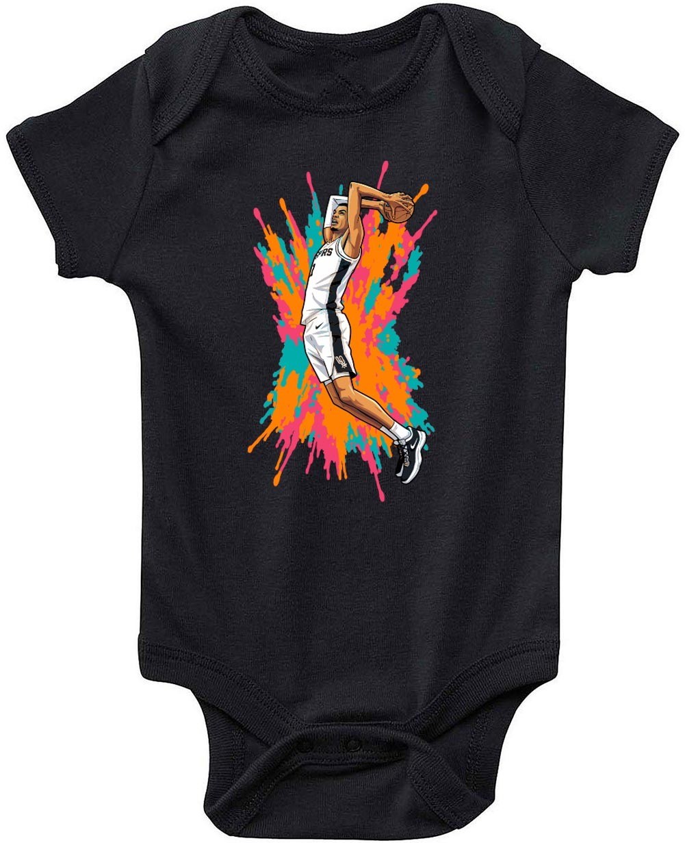 Victor Wembanyama Spurs Spray Paint Creeper Romper One Piece BABY
