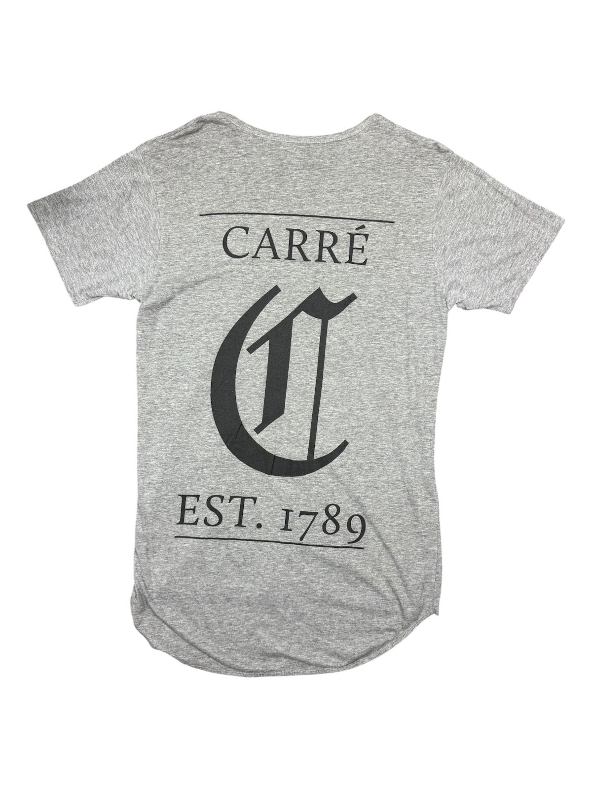 Carré Est 1789 Grey Marle Longline Scoop Tee Men’s Medium Streetwear Curved Hem