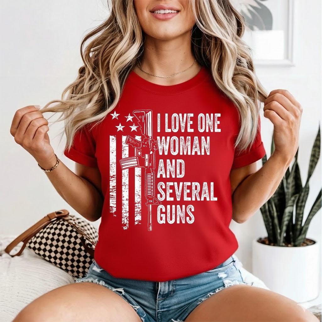 I Love One Woman And Several Guns – Husband Funny Mens Gun T-Shirt