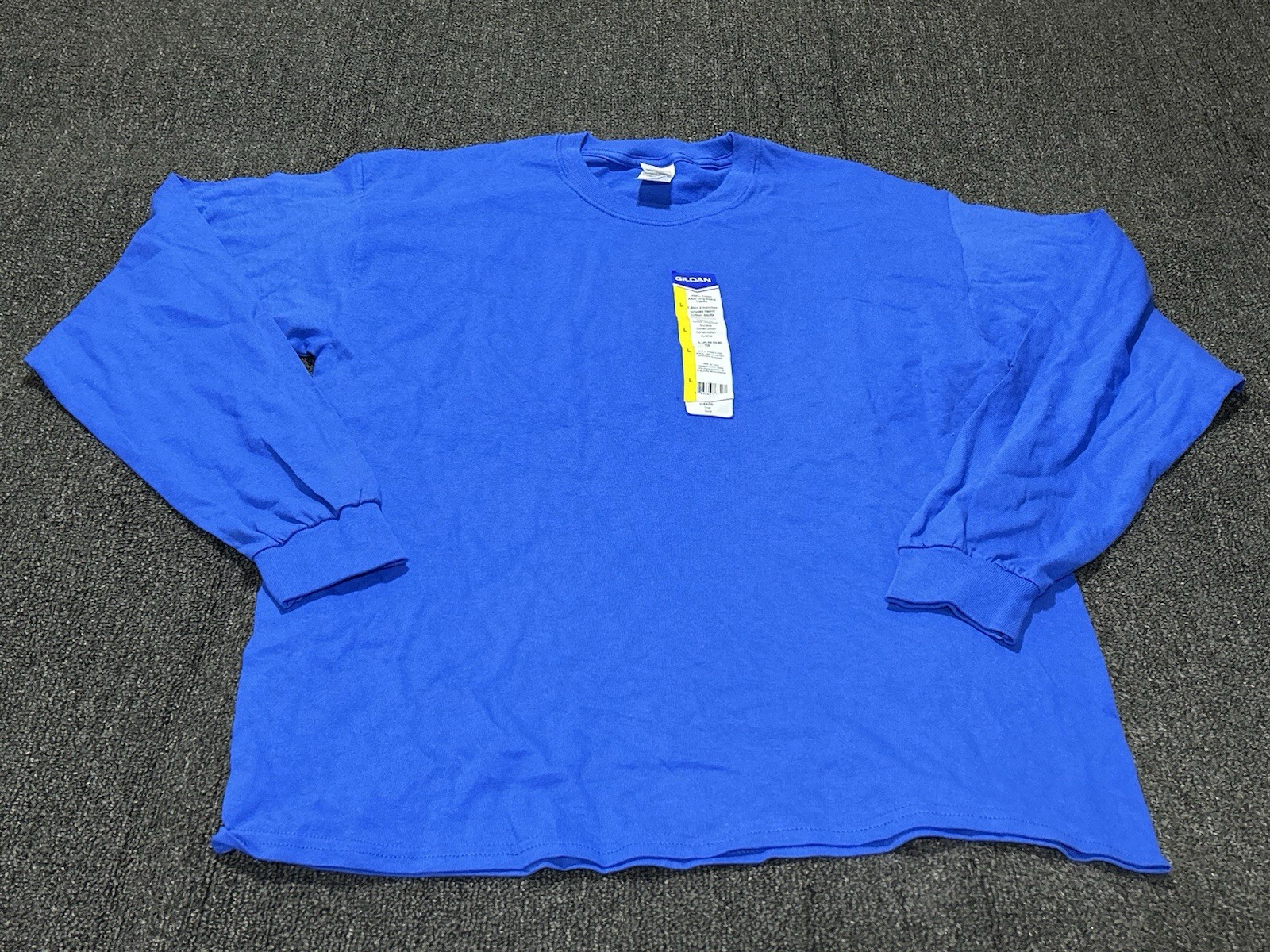 Gildan Ultra Cotton T-Shirt Men’s Large Blue Long Sleeve Crew Neck Casual NWT