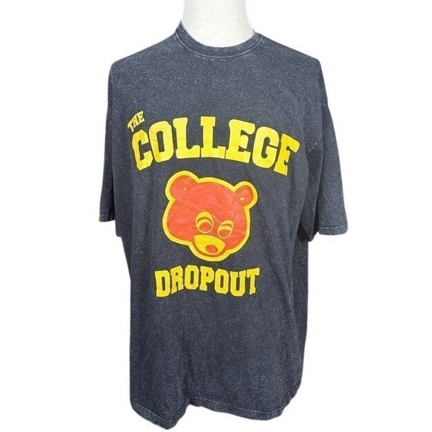 Kanye West The College Dropout Bear Graphic T-Shirt 3XL Charcoal Mineral Wash