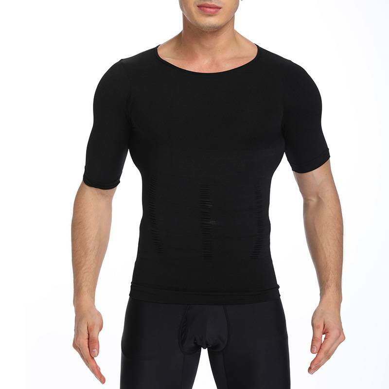 Men Slimming Body Shaper T-shirt Abs Abdomen Compression Tee Workout Tank Tops