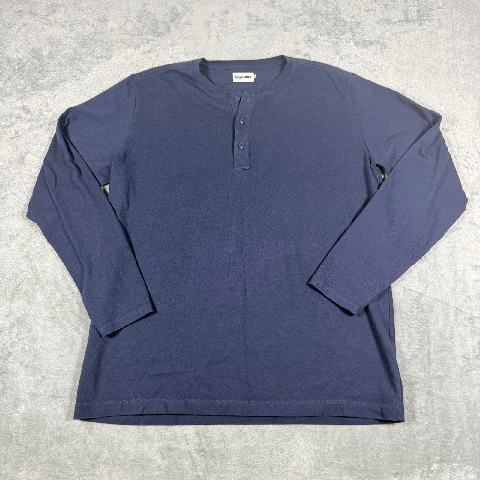 Taylor Stitch Mens 46 XL Henley Shirt Navy Blue Long Sleeve
