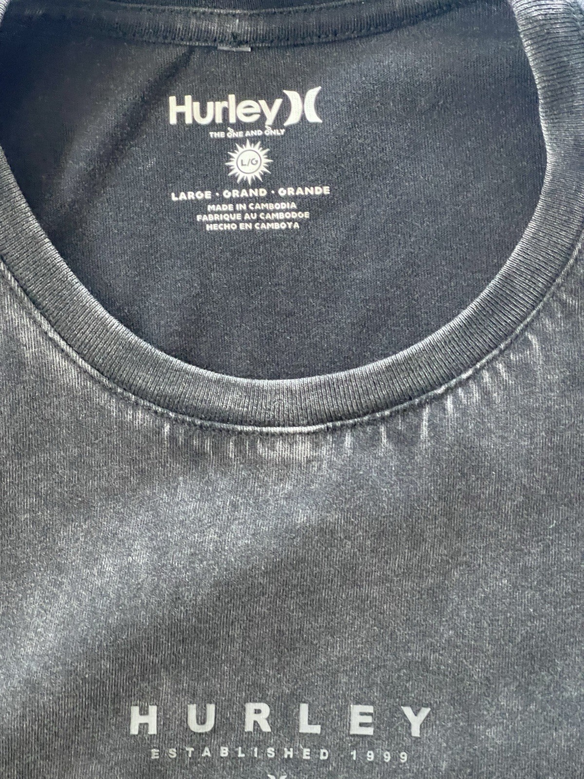 Hurley Men’s Large Black Washed Sleeveless Tank Top Logo Graphic Cotton NWT