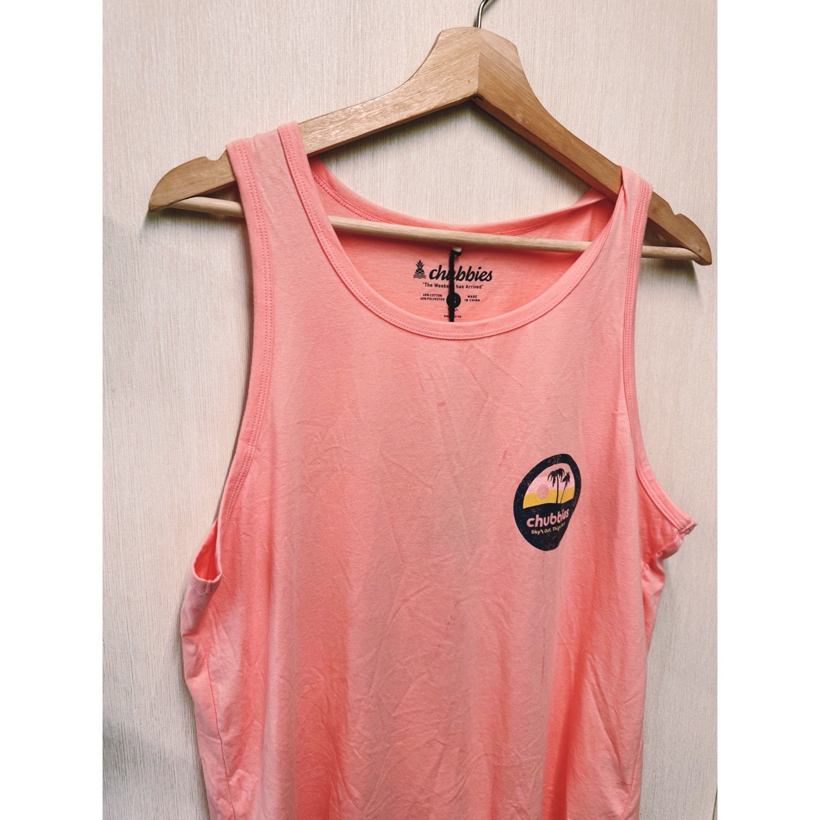 NWT Chubbies The Trop and Lock Tank Top Pink Coral Graphic, Size Small