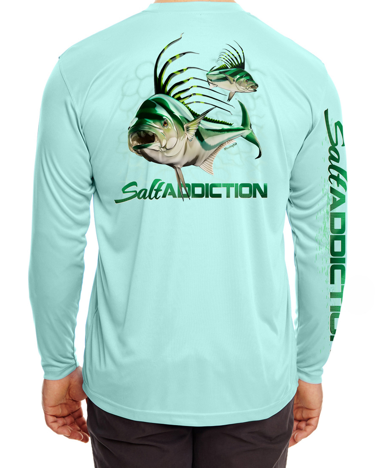 Salt Addiction t shirt microfiber Roosterfish fishing long sleeve life 30+ uv