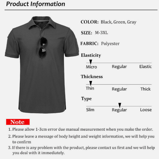 Men’s Tactical Polo T-Shirt Quick Dry Combat Short Sleeve Team Work Casual Shirt