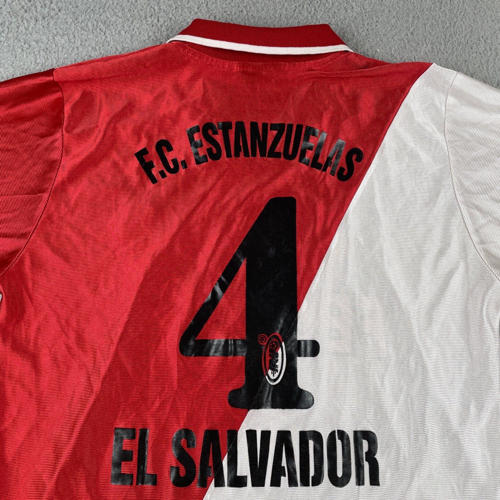 Vintage F.C. Estanzuelas Futbol Club El Salvador XL Red Jersey #4 ASM Fed-com