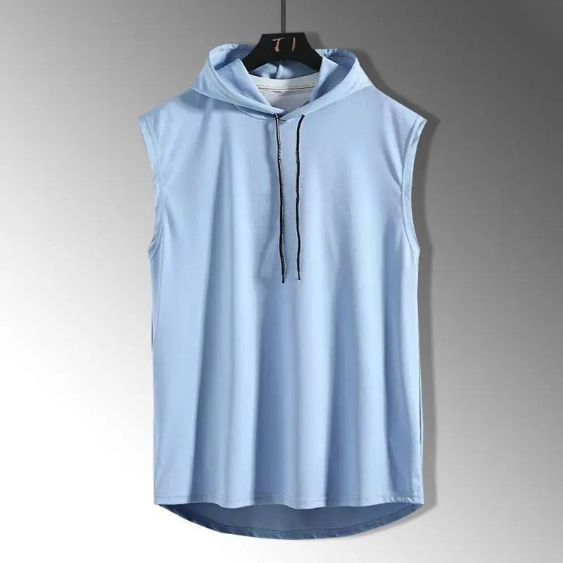 Solid Color Men’s Tank Tops Vest Sleeveless Tees For Male Hooded