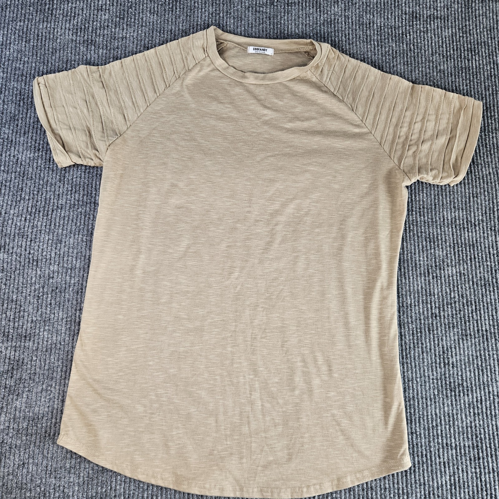 Coofandy Tshirt Mens LARGE Beige Ribbed