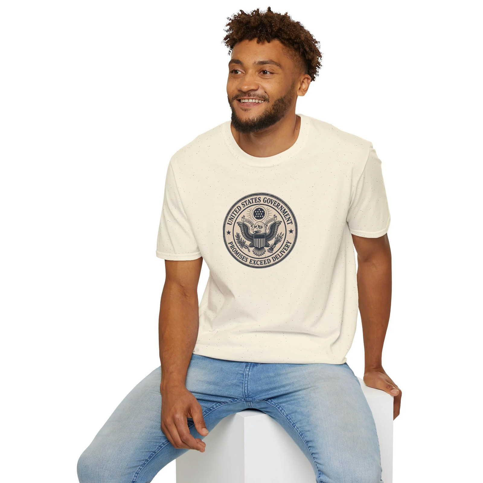 US Government Seal T Shirt Promises Exceed Delivery Funny Unisex Graphic Tee
