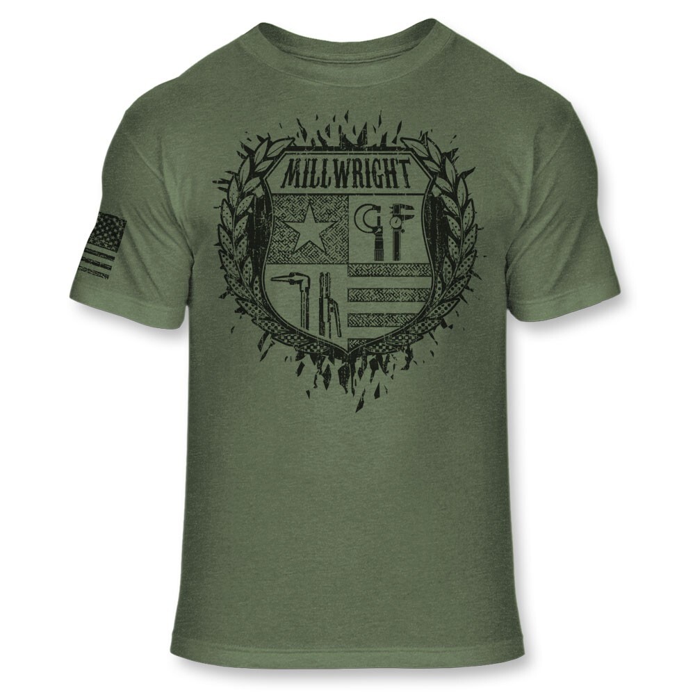 Millwright Crest T Shirt – Millwrights Coat of Arms Shirt Millwright Logo A246