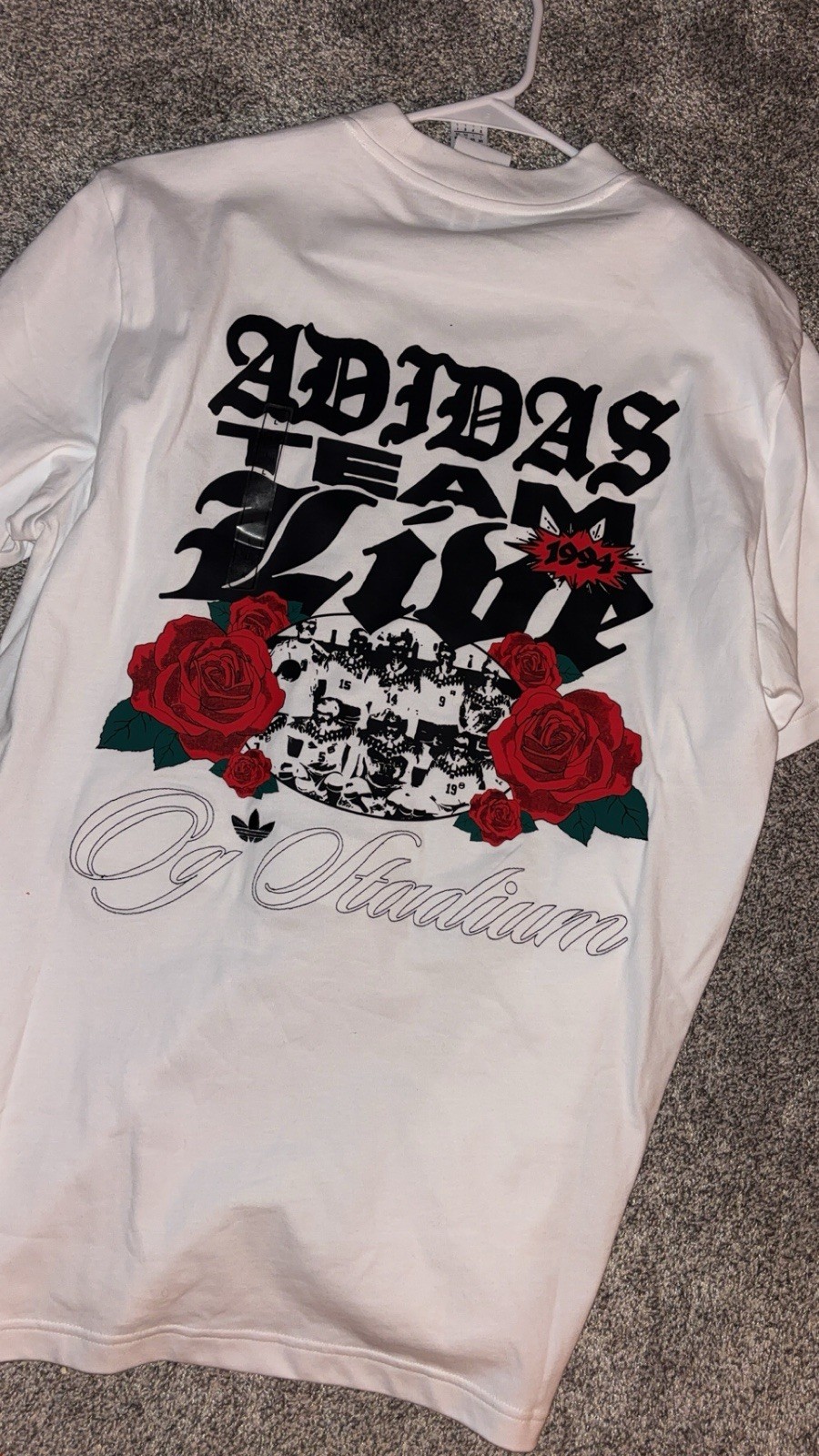 adidas Originals Team 1994 Graphic Print White Cotton Crew Neck T-Shirt L