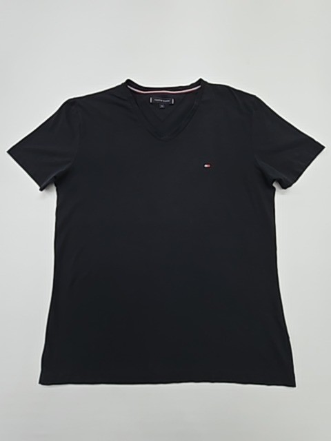 Tommy Hilfiger Mens T Shirt Black V Neck Slim XL No Tags