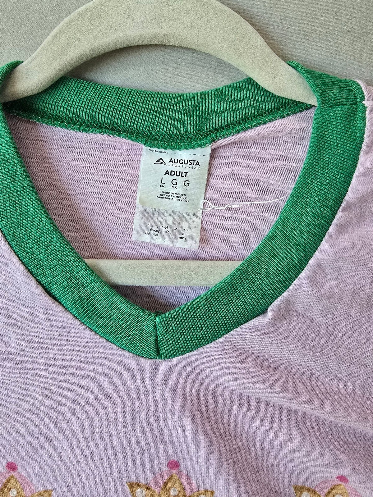 Augusta Sportswear Pink and Green Ringer Tee Nutcracker Graphic T-Shirt