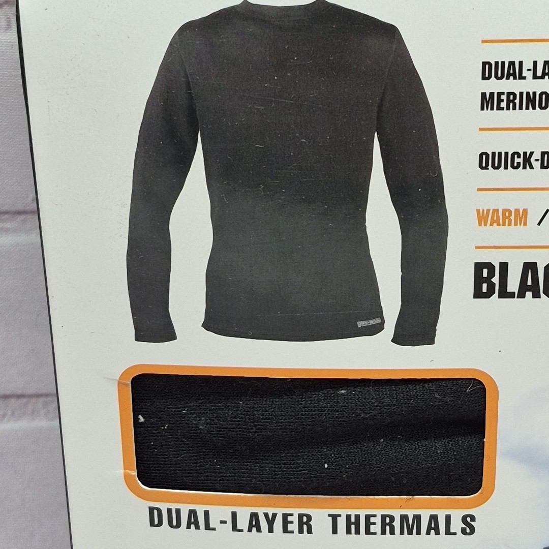 Omni Wool Men’s Black Base Layer Zip Long Sleeve Top Shirt Thermal Size Lrg NIB