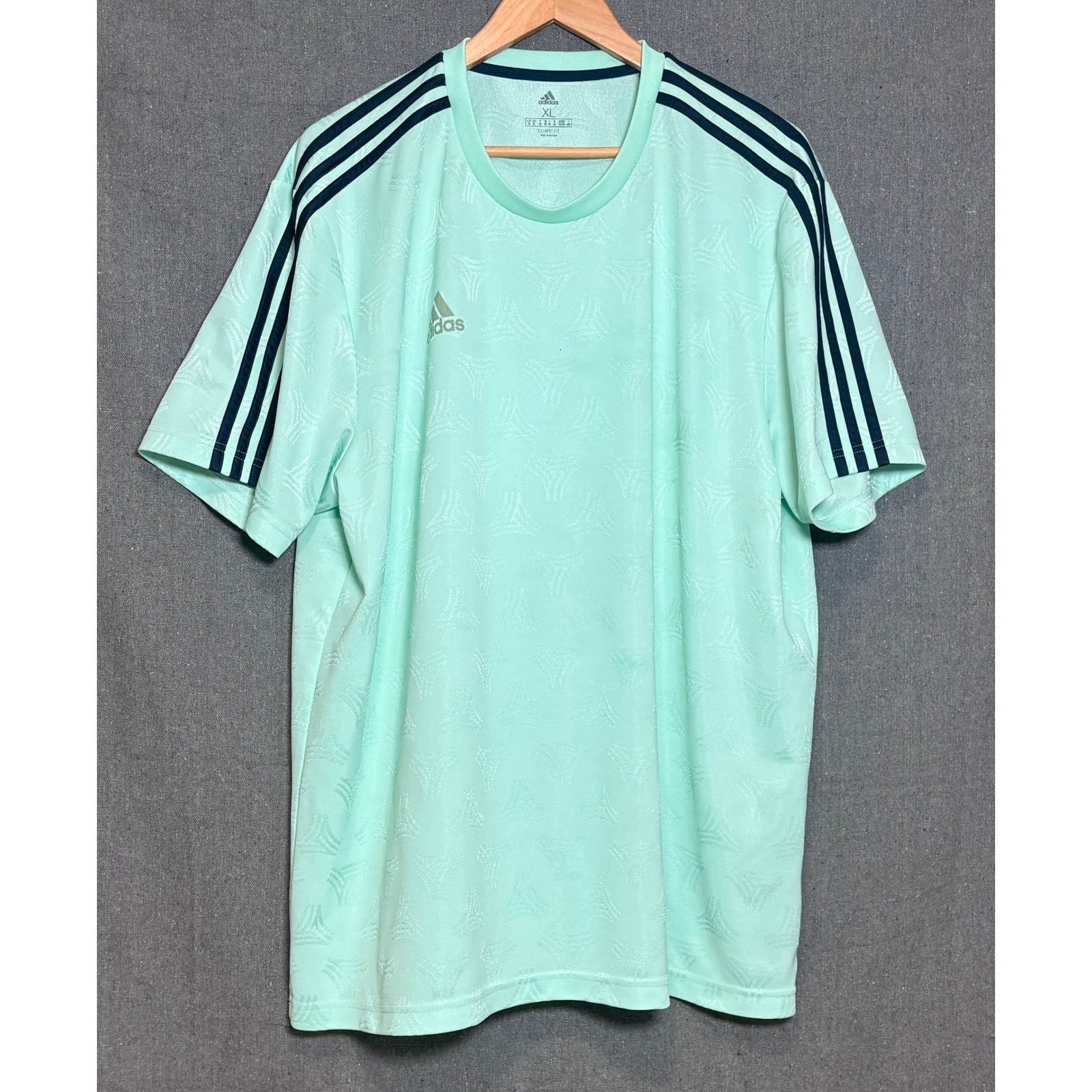 Adidas Climalite Mint Green Soccer Training Jersey T-Shirt Mens XL 3-Stripe Logo