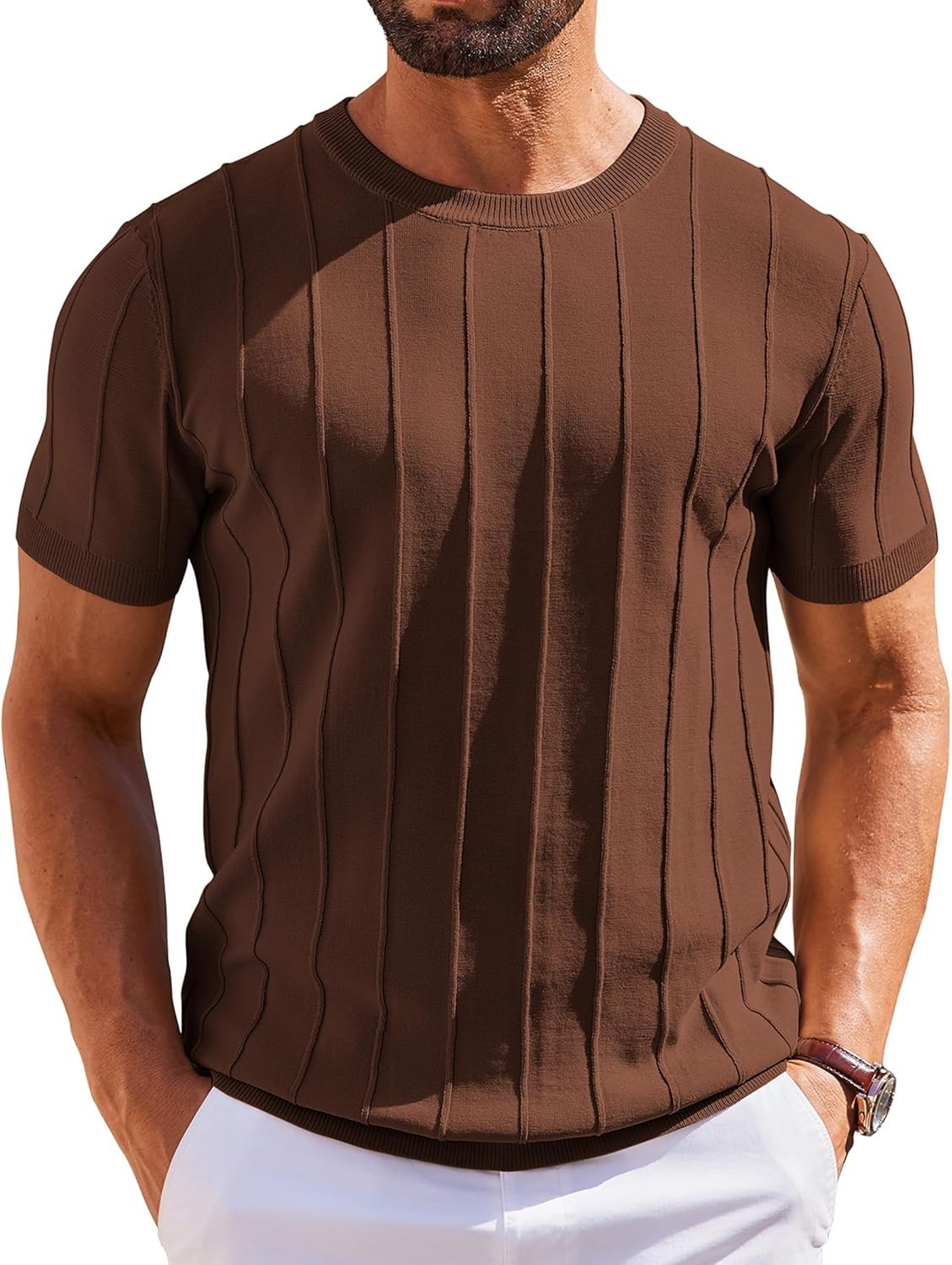 Men’s Shirt Short Sleeve Crew Neck Size XX-Large Regular Fit Viscose COOFANDY