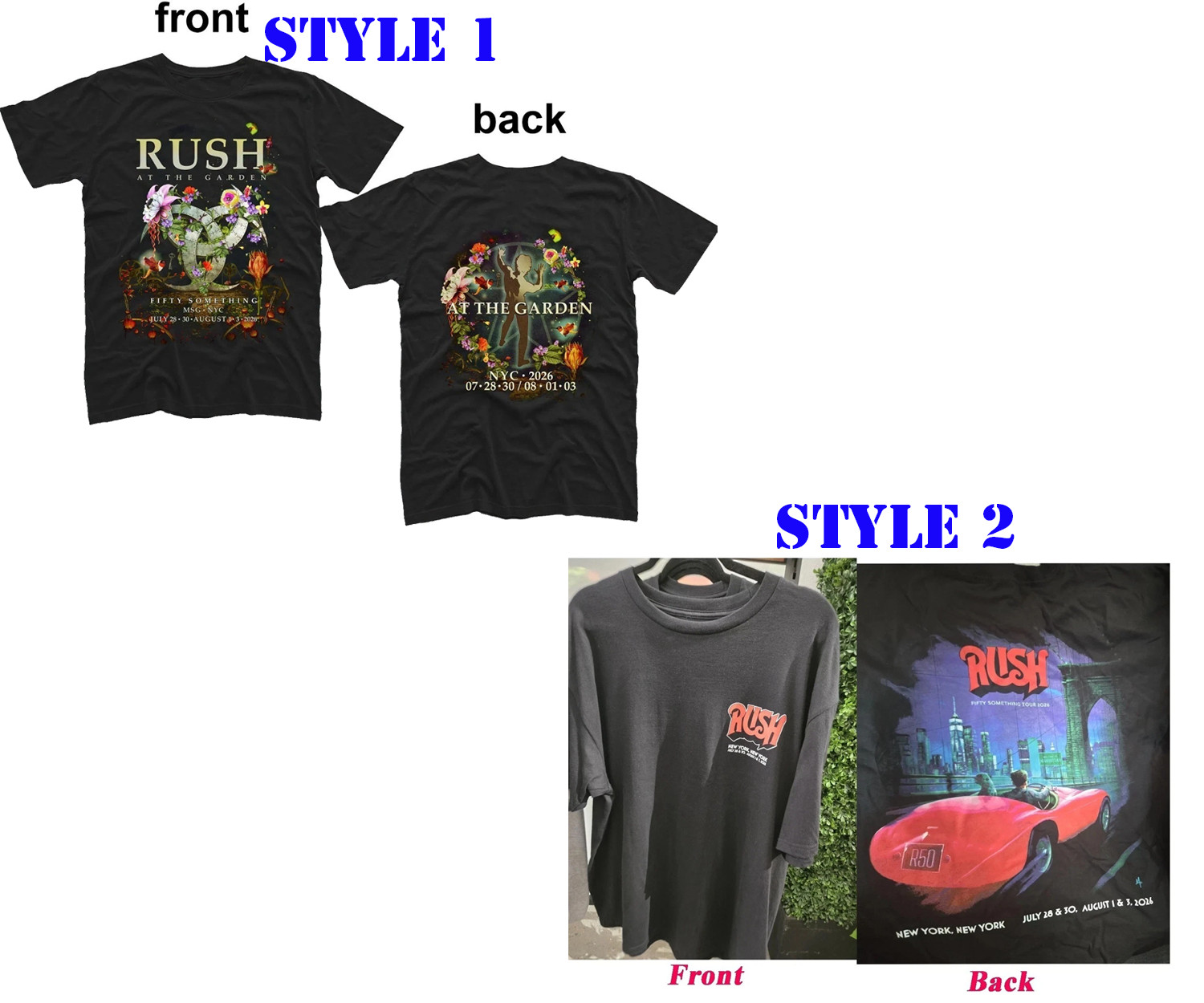 Rush Fifty Something Tour 2026 NYC Madison Square Garden July 28 Aug 1 3 T-shirt