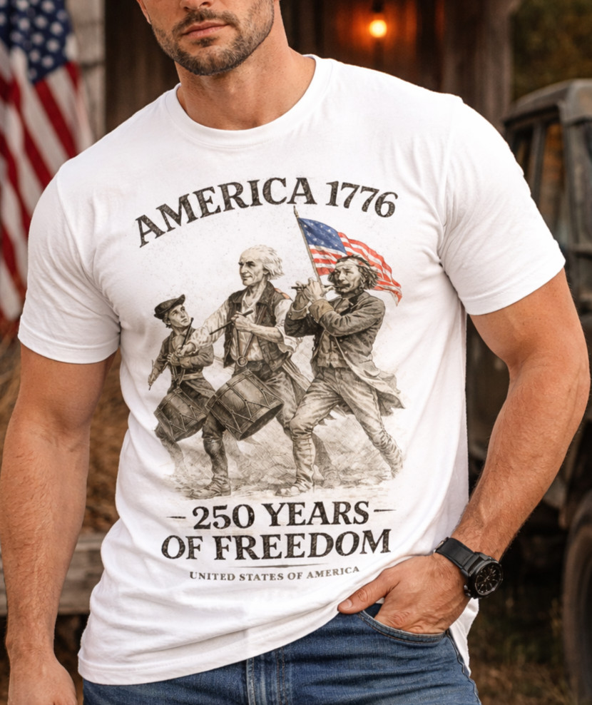 America 1776 Shirt Spirit of 76 Patriotic 250 Years Freedom 4th July T-shirt