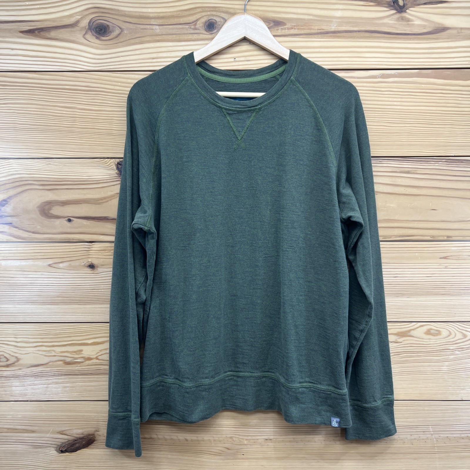 The North Face Shirt Mens Large Green Pullover Cotton Blend Thick Cotton B170