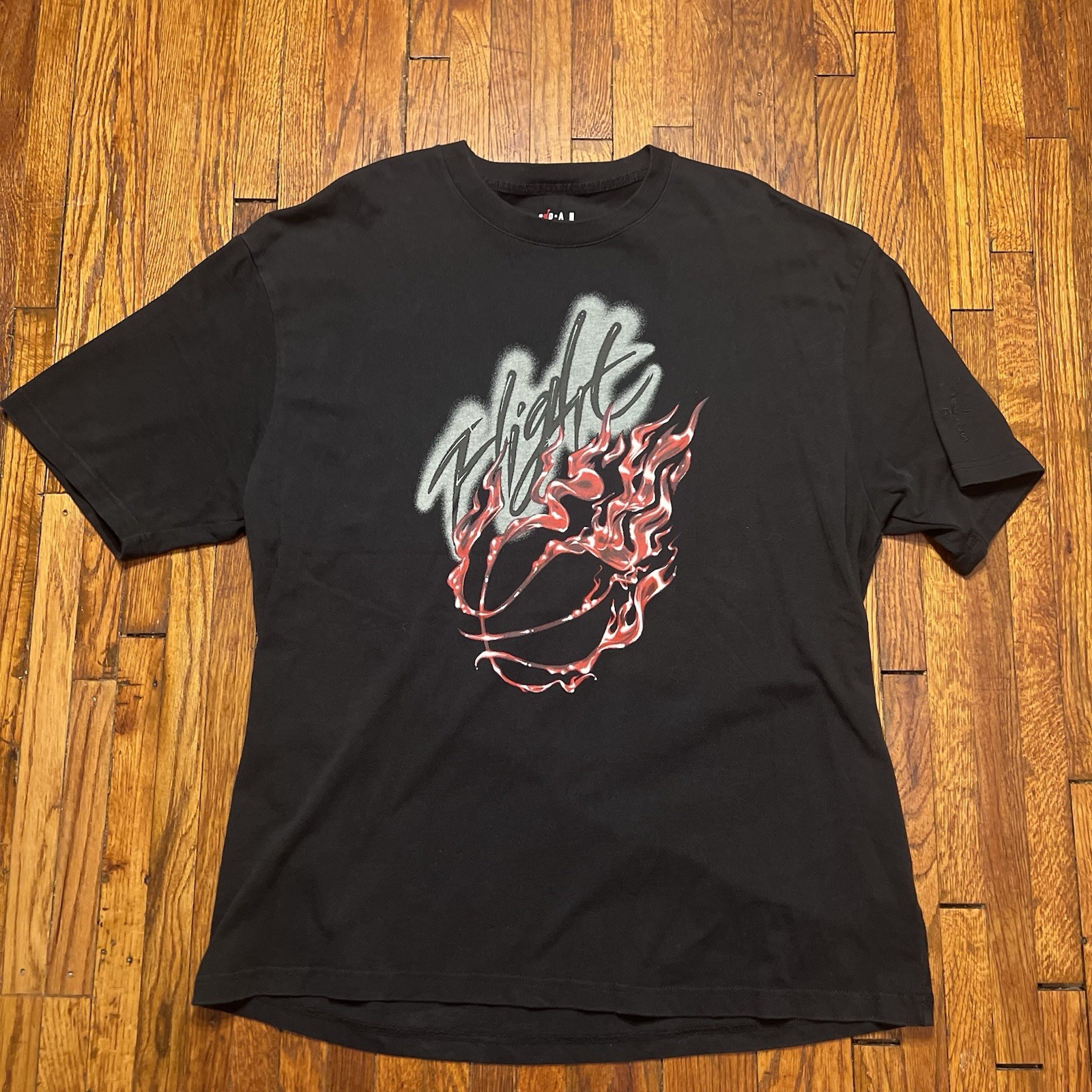 Air Jordan Flight Graphic Travis Scott Cactus Jack Beaded T-Shirt Size XL Black