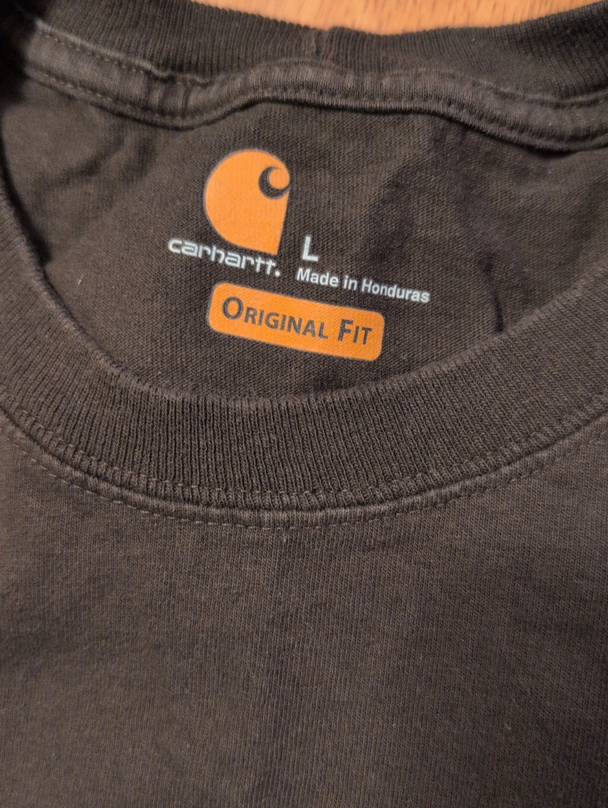 Carhartt Shirt Mens Large Dark Brown Long Sleeve Original Fit Pocket Workwear