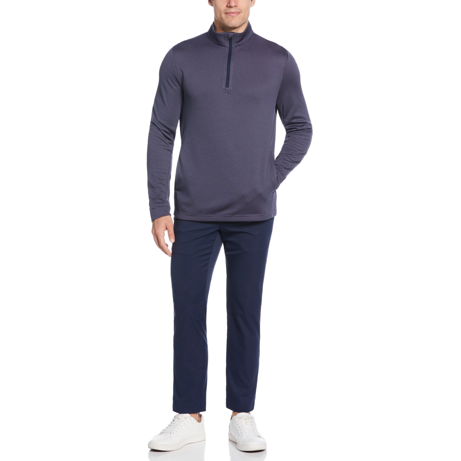 Ben Hogan Performance Men’s Blue Jacquard 1/4 Zip Long Sleeve Shirts: M-2XL