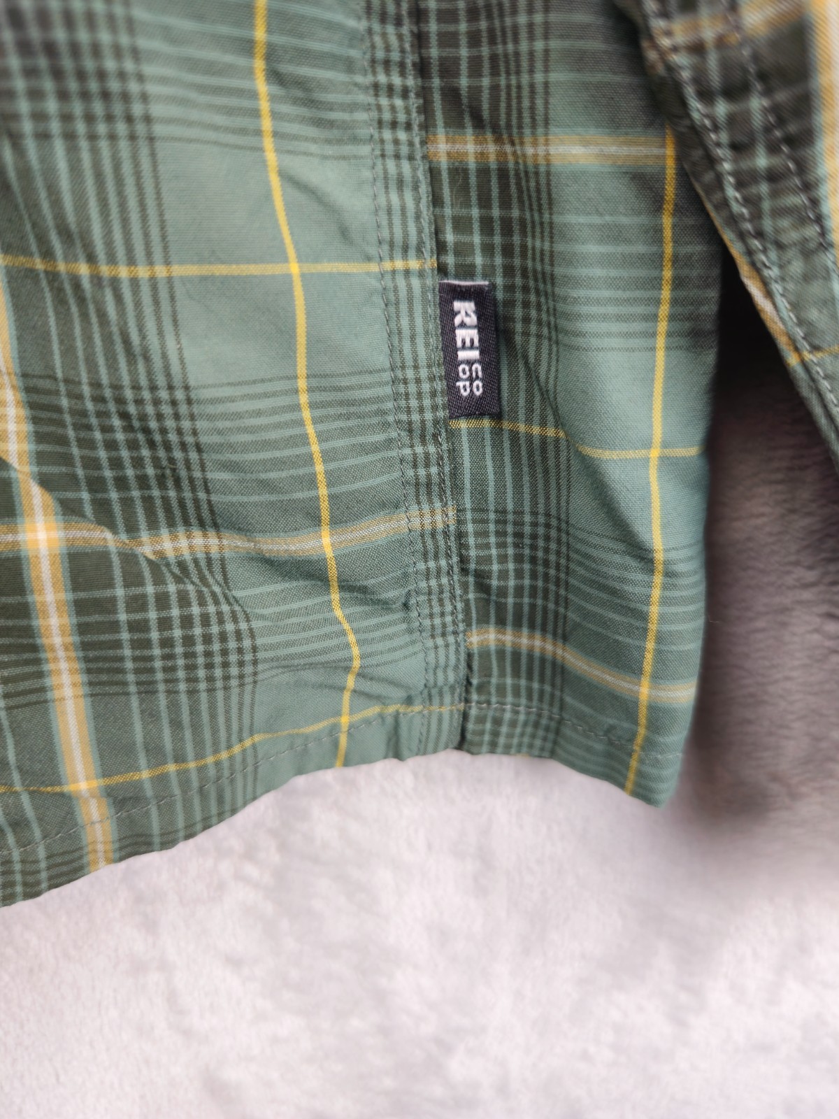 REI Co-Op Mens Sahara Shirt XXL Green Plaid Long Sleeve Button Up Outdoor Hiking