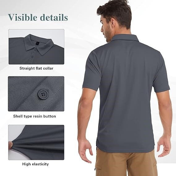Men’s Tactical Polo T-Shirt Quick Dry Combat Short Sleeve Team Work Casual Shirt